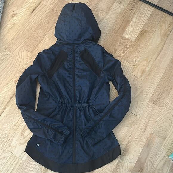Lululemon Gather And Sprint Jacket Ghost Dot Deep Navy Black / Black Size 8 - Picture 10 of 14